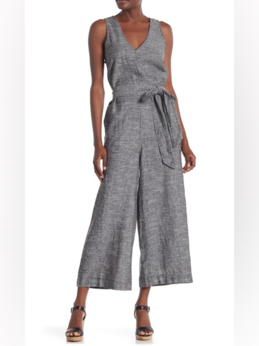 Max Studio Grey Linen Jumpsuit Size Small